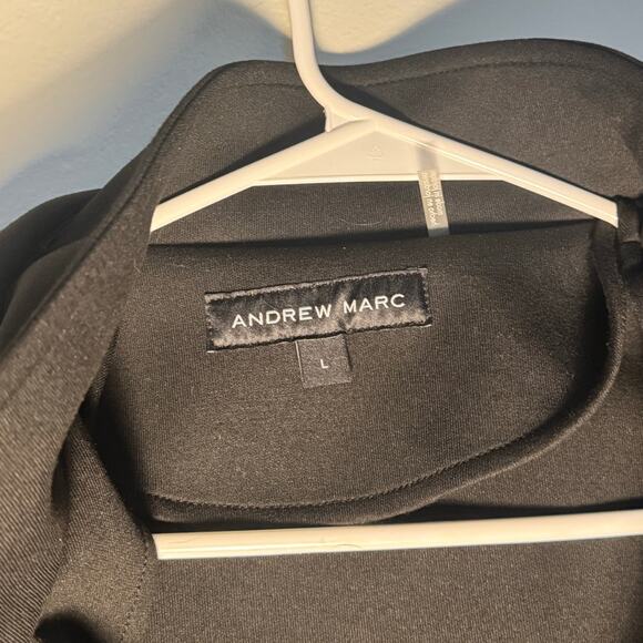 Women's L Andrew Marc Detachable Hooded Black Coat Zip-Up Scuba Jacket - Picture 4 of 7